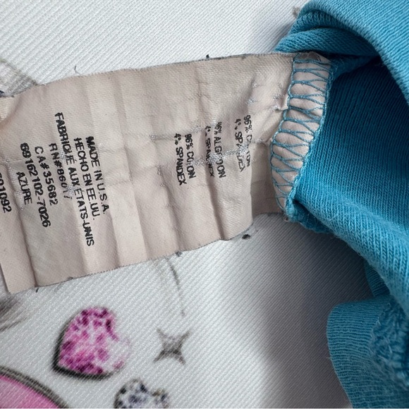 Bebe top bling blue Swarovski crystal diamonds turquoise y2k baby tee tank 2000s - Picture 9 of 9